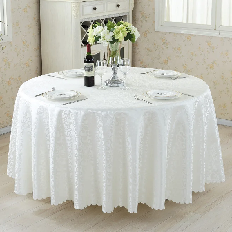 Luxury White Gold Blue Polyester Banquet Table Cloth Customized Size Floral Table Cover Hotels Restaurants Weddings Outdoors
