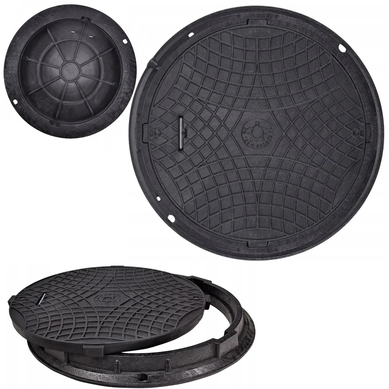 Cover for well 60cm or Septic Water tank 1.5t with Screw Lock Sewer Manhole cover Round Black