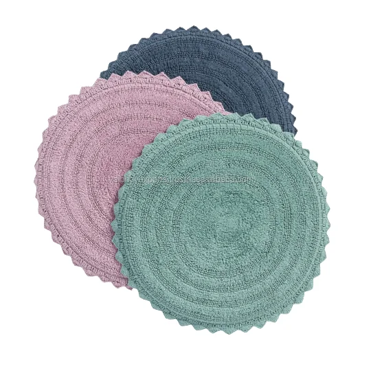 Buy Terry Cotton Made Round Shape and Multi Color Anti Slip Bath Mats For Bathroom Uses Rug Mats Low Prices