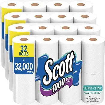 Wholesale Supply of Scott Clean Toilet Paper 32 Rolls Septic Safe 8 Count (Pack of 4) Factory Sealed Ready To Ship