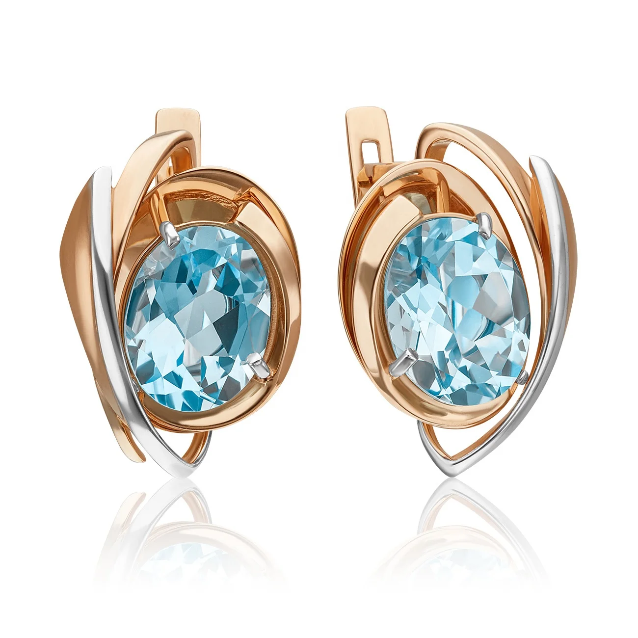 Classic Charm Earrings 14K Solid Rose Yellow White Gold Topaz White Topaz OEM ODM Best Selling