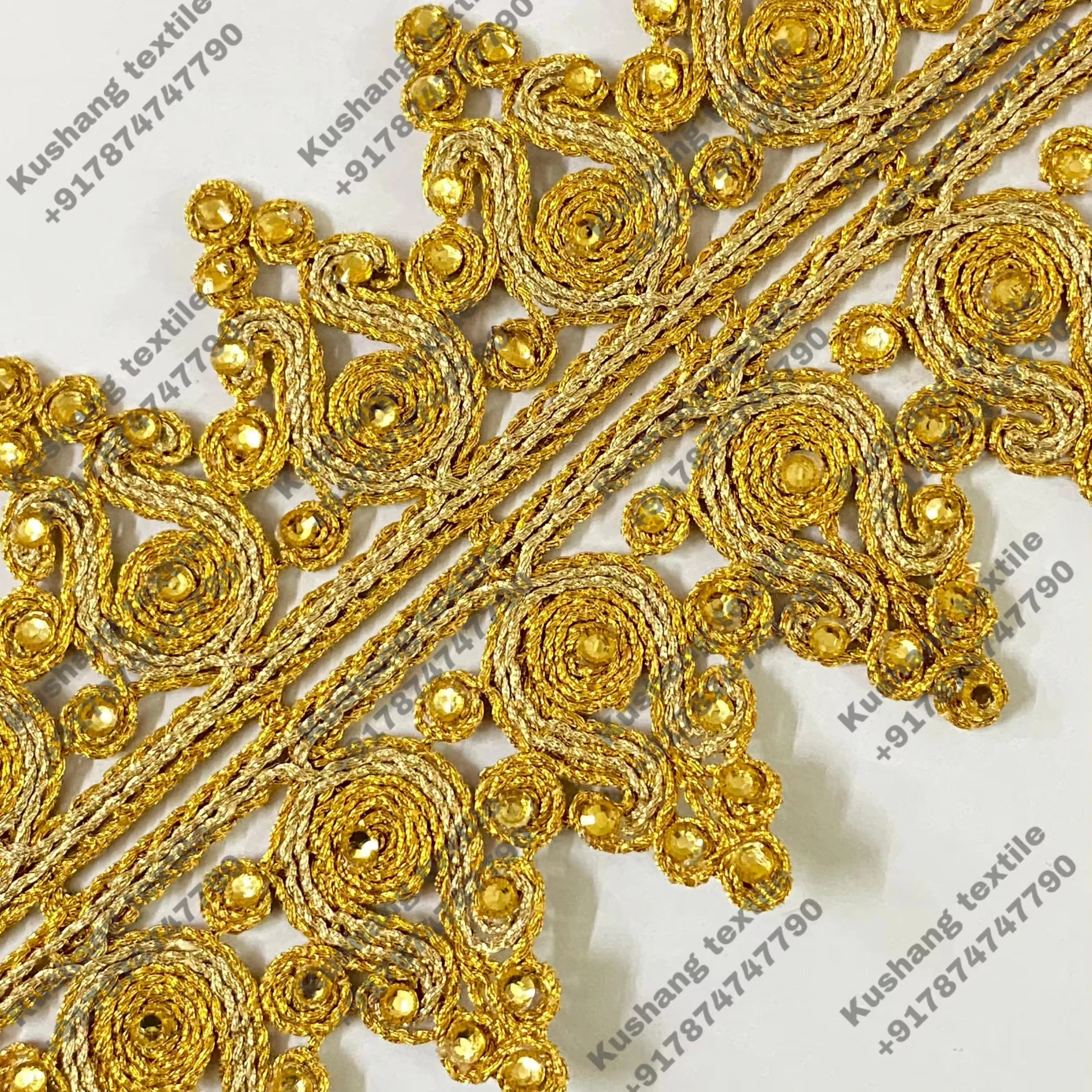 Golden Morocco Lace Trim Embroidery Beads Sequin Lace Trim Garments Lace Borders Deals In Wholesale