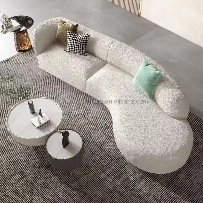 S Shaped Dining Sleeping Turkish Home Furniture High Density Foam Luxury Stainless Steel Custom Loveset Fabric Sleeper Sofa Set