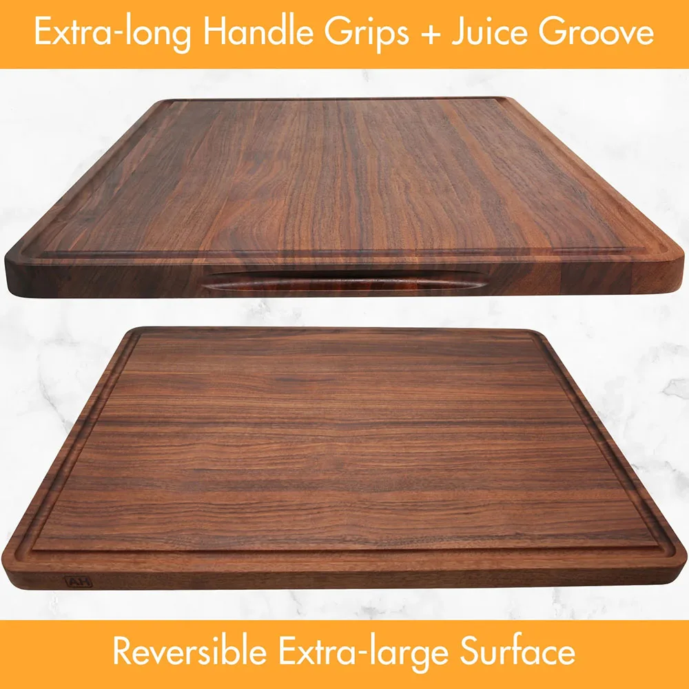 China Factory Wholesale Small Large Sizes Walnut Wooden Cutting Chopping Board Butcher Block Charcuterie Board with Juice Groove