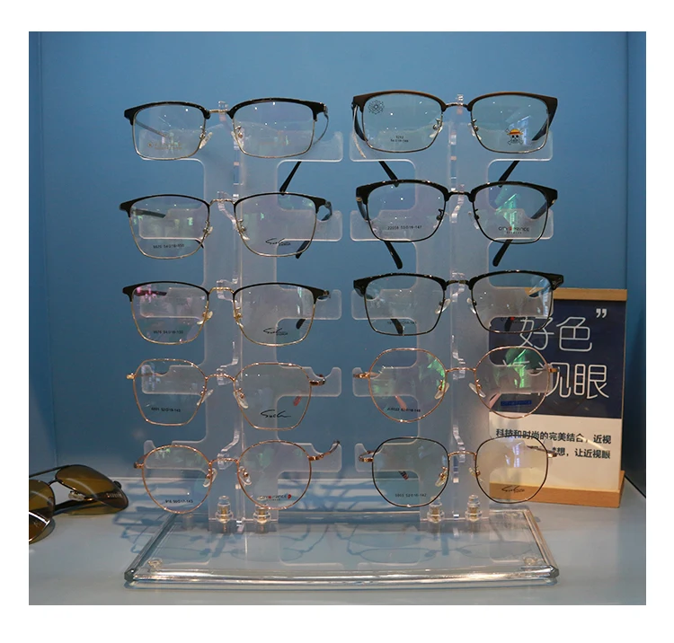 Newest design fashionable China manufacture clear acrylic eye sunglasses standing display