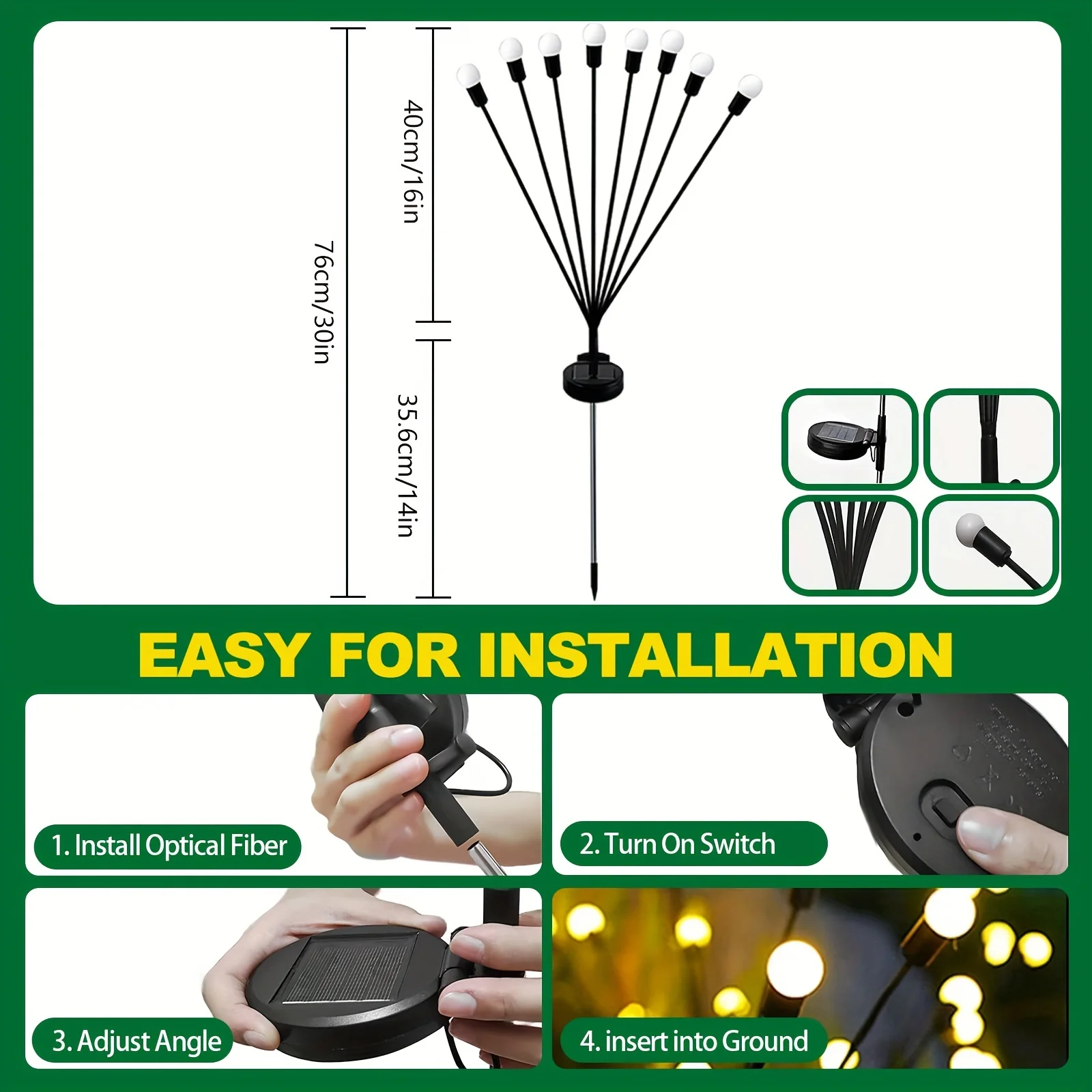 Waterproof Solar Powered Firefly Lights Swaying In The Breeze For Outdoor Camping