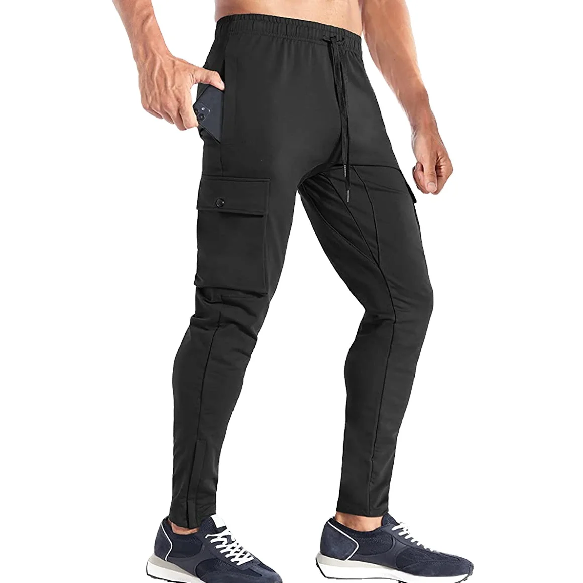 OEM Sweat Pant Slim Fit Jogger  Men Pant Ribbed anklet Sweat Pants Two Side Pockets and one large Button Cargo Pocket