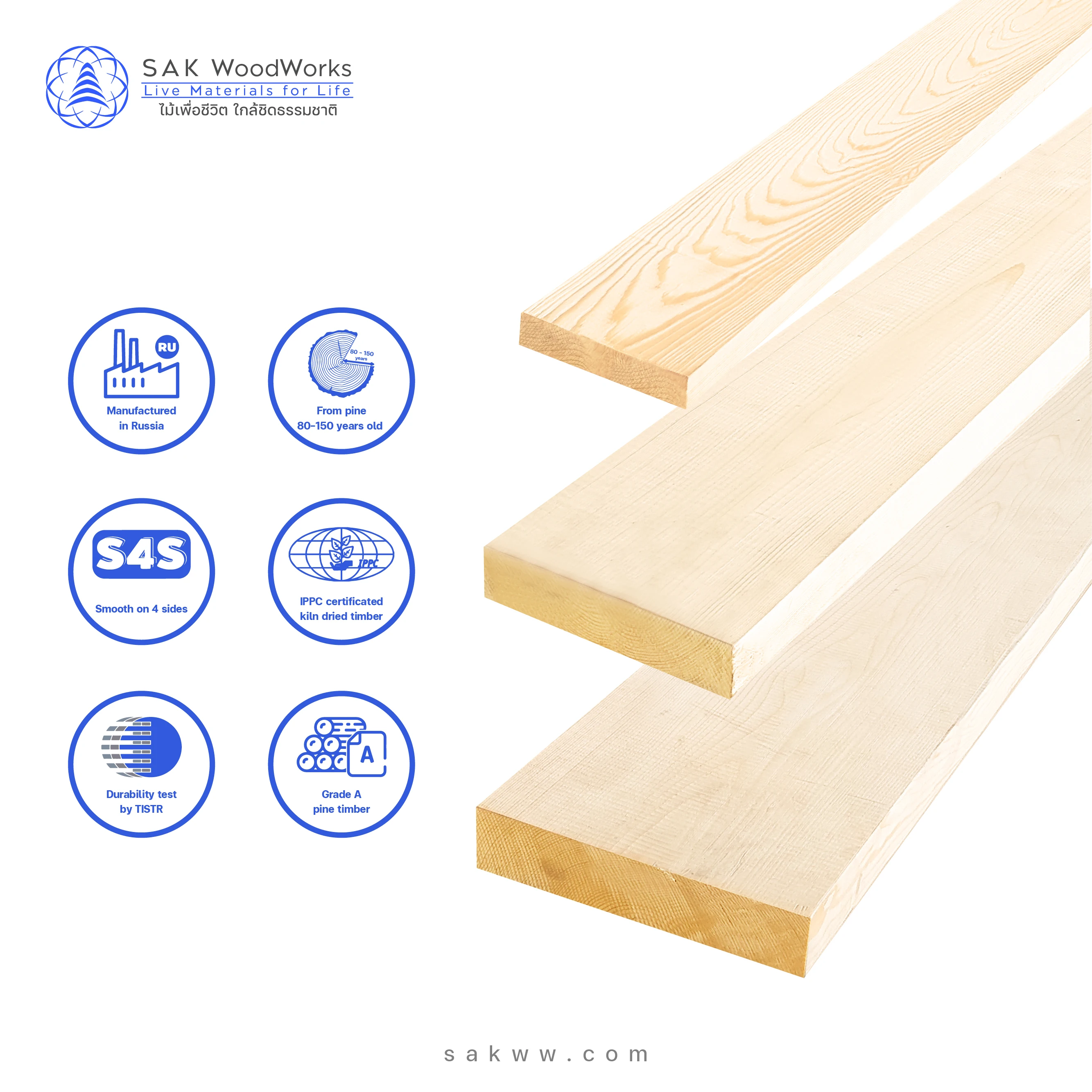 SAK WoodWorks Bulk sell - Premium Grade Northern Russian PineTimber Smooth 4 Sides