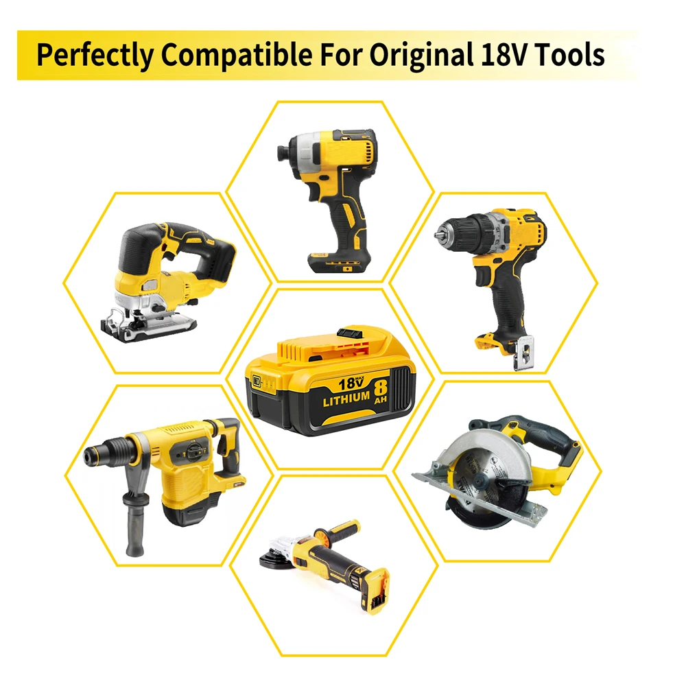 Сменный Аккумулятор для дрели Dewalt 18 В 20 5.5Ah 6.0Ah 8.0Ah 9.0Ah 12.0Ah перезаряжаемый литий-ионный аккумулятор электроинструмента