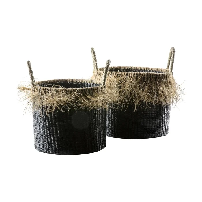 Summer Style Seagrass Woven Baskets Vietnam Supply Storage Rattan Laundry Hamper Wholesale Handmade Home Storage Organization