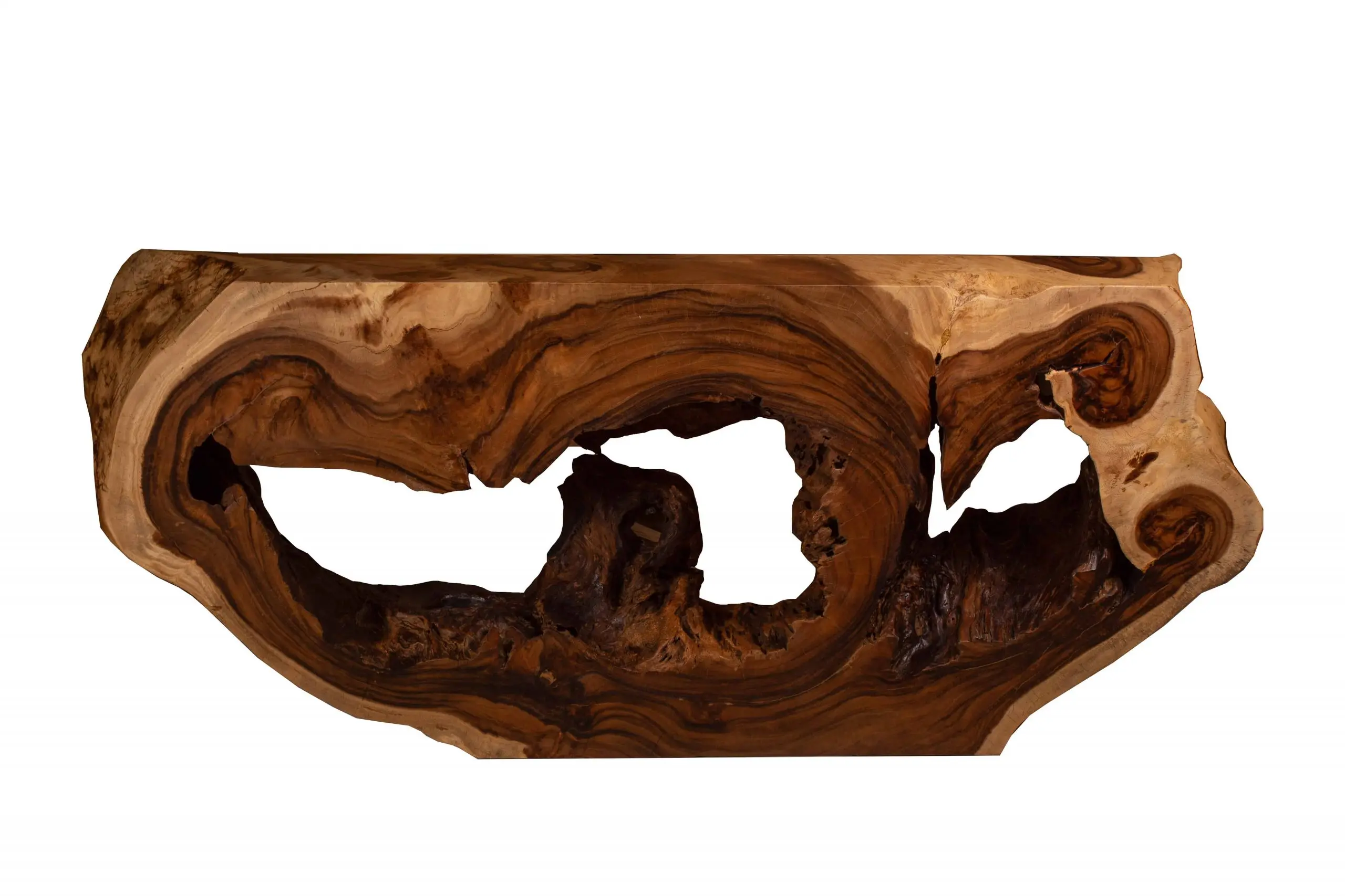 Live Edge RainTree Wood Console Table 150' Long Antique