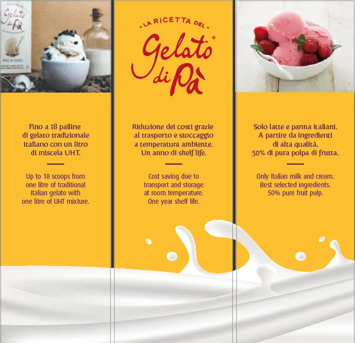 High quality Italian Ice Cream La Ricetta del gelato di Pa Caffe Original Box brick 1L for HORECA and shop