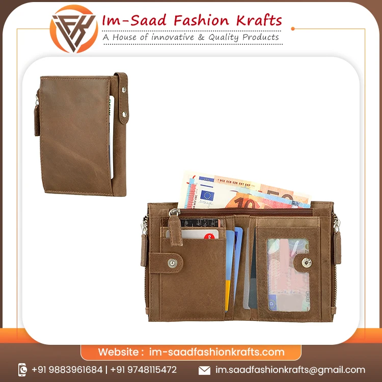 Fancy Traveler Use Design Mens Genuine Leather Wallet With Multiple Zip Pockets Buy At Best Offer Prices