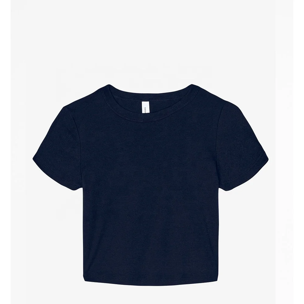 Wholesale Customized   B+C Solid Navy Blend women micro rib baby tee Fitted Stretch Fit cap sleeve baby breathable  tee