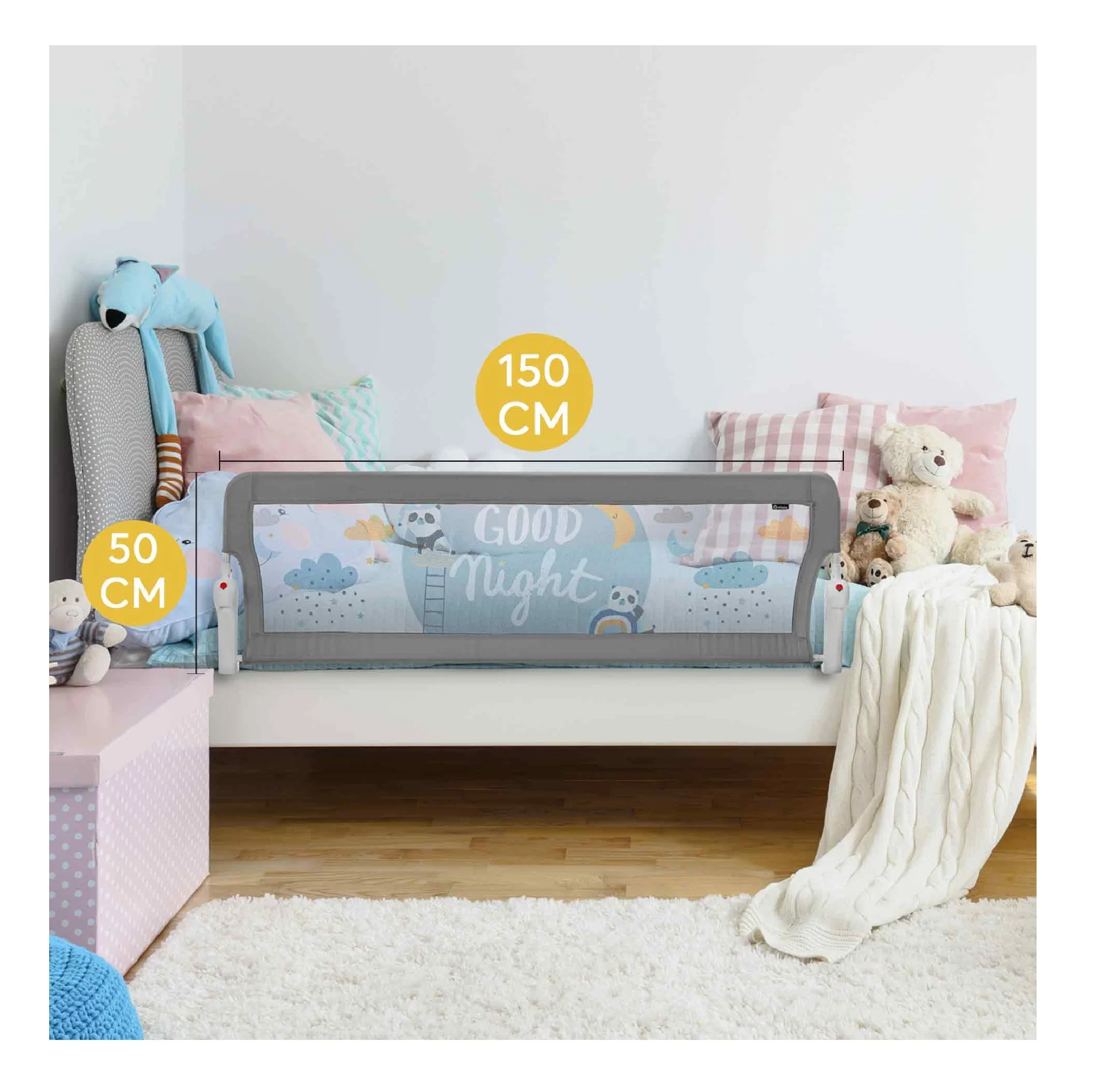 Safety Bed Side Fence Guard Crib Rails Portable Toddlers Adjustable Protective Durable Baby Pink Space Sale Top Kids Blue Metal