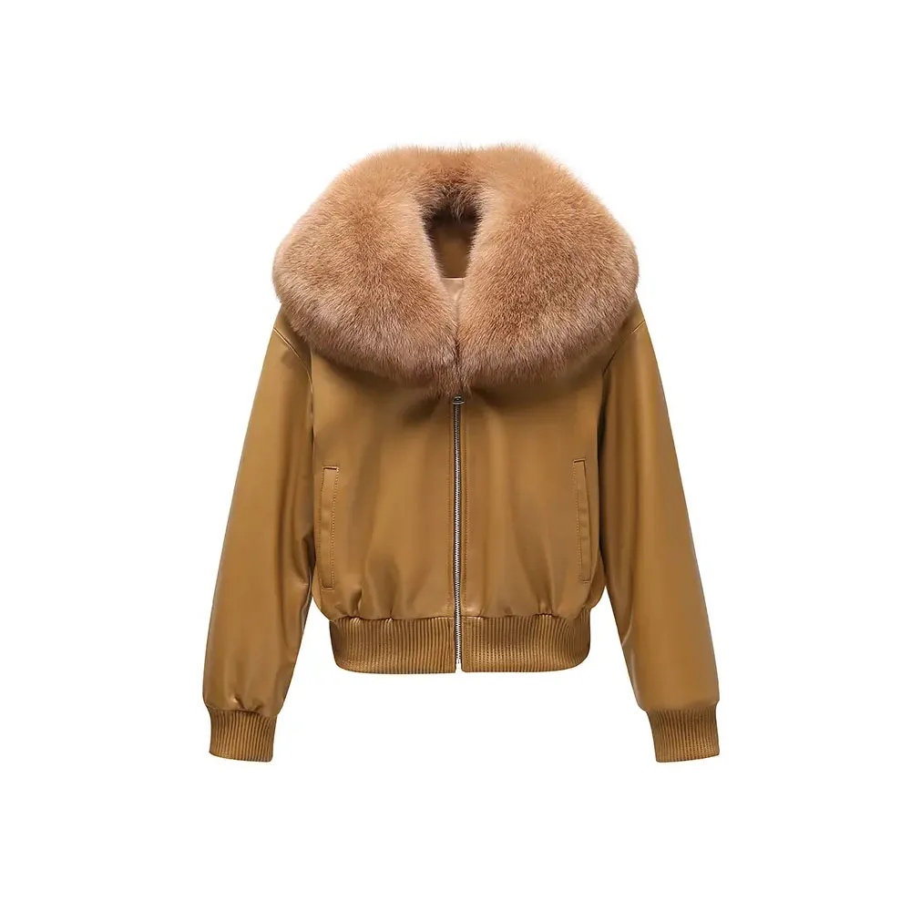 High Quality Sheep Leather Fur Jacket Women Winter Thick Genuine Shearling Coat