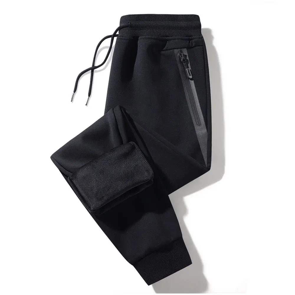 Winter Zip Pockets Thick Warm Fleece Sweatpants Men Joggers Sportswear Casual Track Pants Male Plus Size Thermal Trousers 8XL