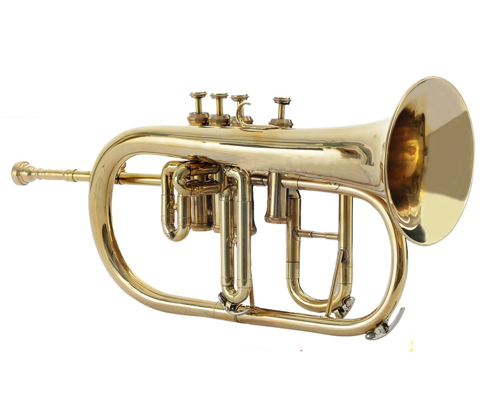 Flugel horn 4 Valve Bb Pitch Brass With Hard Case and Mouthpiece Premium Quality Brass Made Musical Instrument by SONOROUS