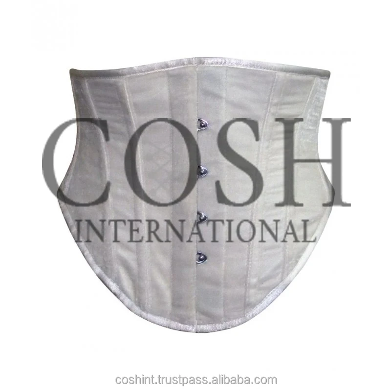 COSH CORSET Underbust Steelboned White Velvet Corset Waist Slimming Adjustable Body Shaper Casual Wear Waspie Dress