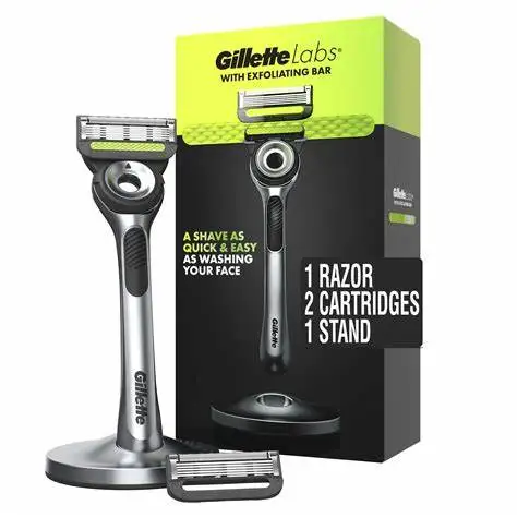 Gillette лаборатория с отшелушивающим стержень от Бритва для мужчин неоновая и черная версия 1 ручка 5 лезвий бритвы