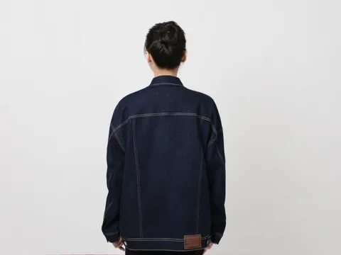wholesale women fashion wear breathable women denim jeans embroidery jacket in side fur crew neck customized printing logo