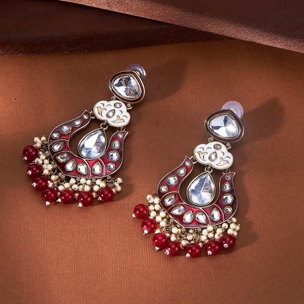 Indo Western Mehndi Plated Meenakari Style Beads Earring With Classic Look Wholesalers in India