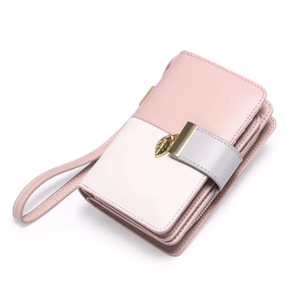 Baby Pink Color Ladies Leather Wallet Fashion casual women cellphone small Ladies Wallet custom new style leather fancy wallet