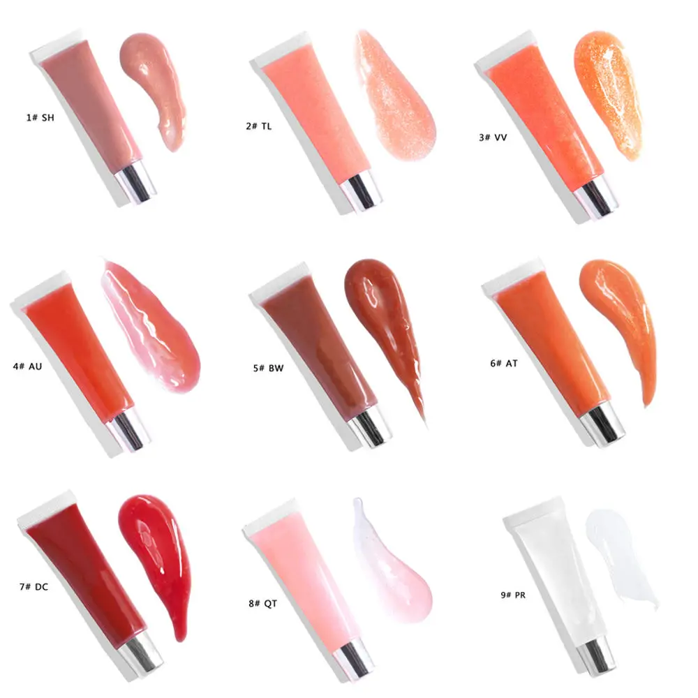 OEM Custom Label Clear Pink Lasting Lip Gloss Pearlescent Glistening Squeeze Tube Lip Gloss
