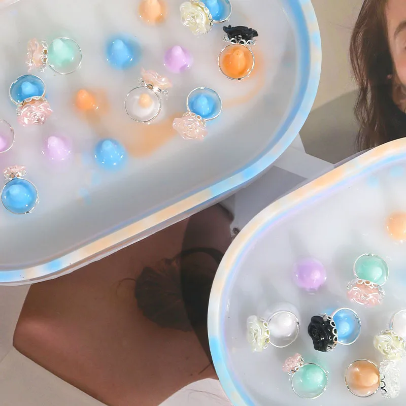 Drip glue mold ring tray silicone mold mirror jewelry storage tray used for DIY handmade