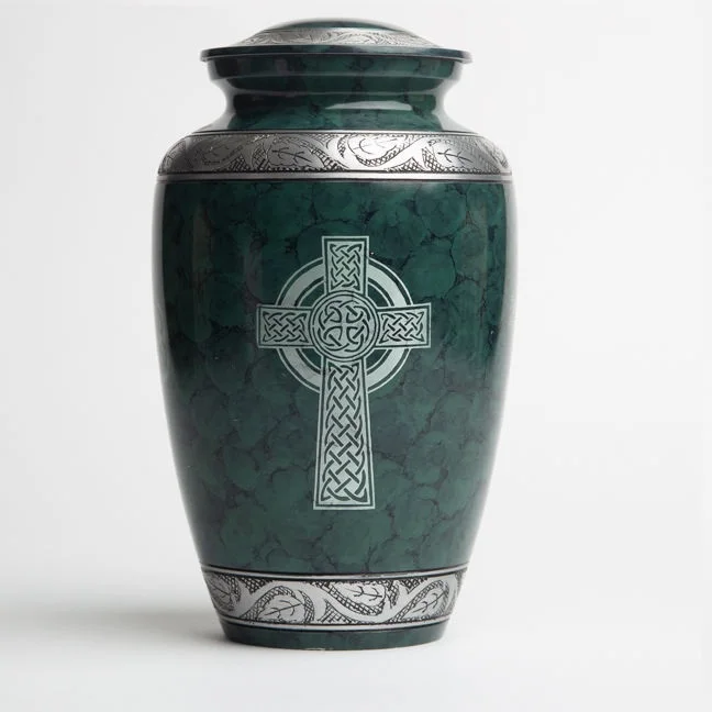 Metal Cremation Urn For Funeral Supplies Classic Jar Cross Engraved Religious Memorial Ashes Keepsake Adult Cremation Burial Urn
