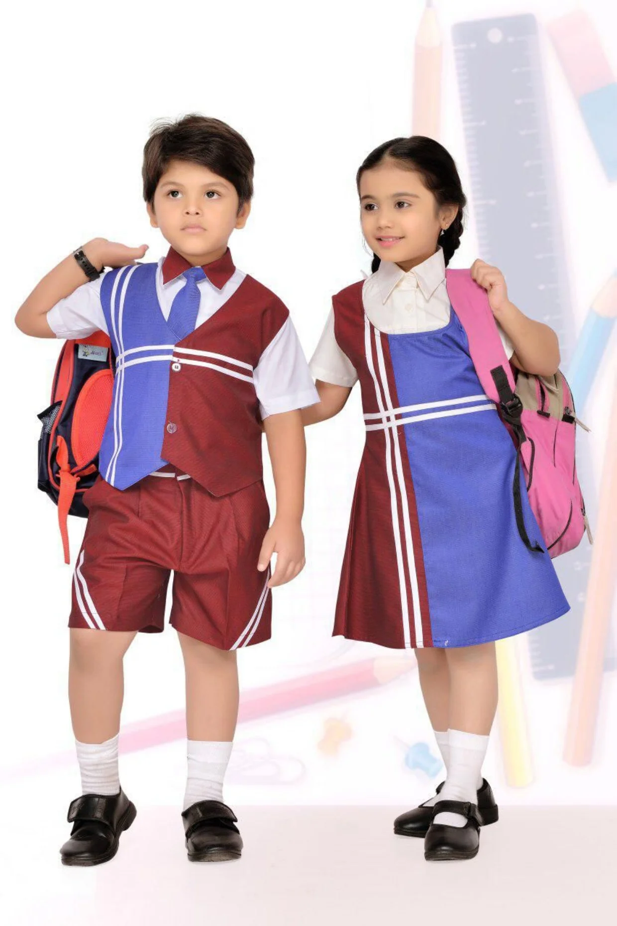 OEM School Dresses Students Wear School Uniform Designs Boys and Girls Primary School Uniform Set