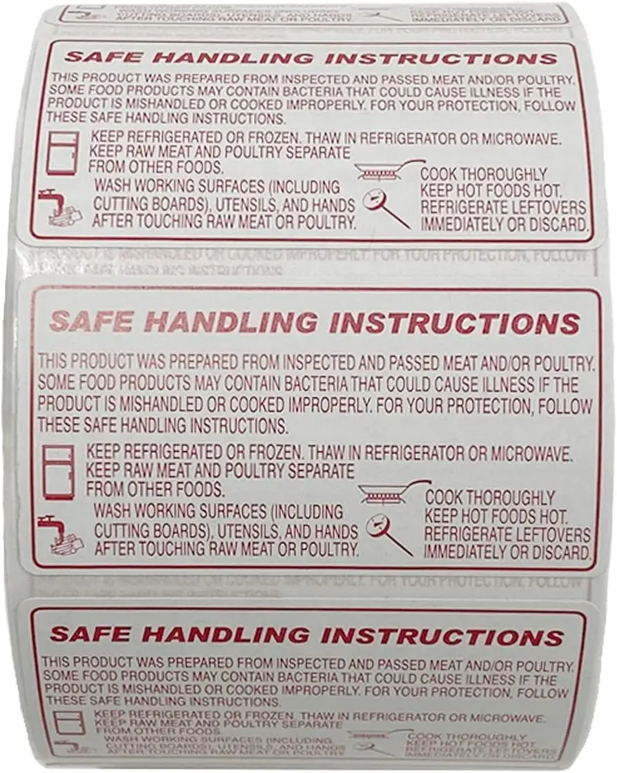 High Quality Food Safe Handing Instruction Stickers For Food Package Labels For Supermarket Grocery Stores