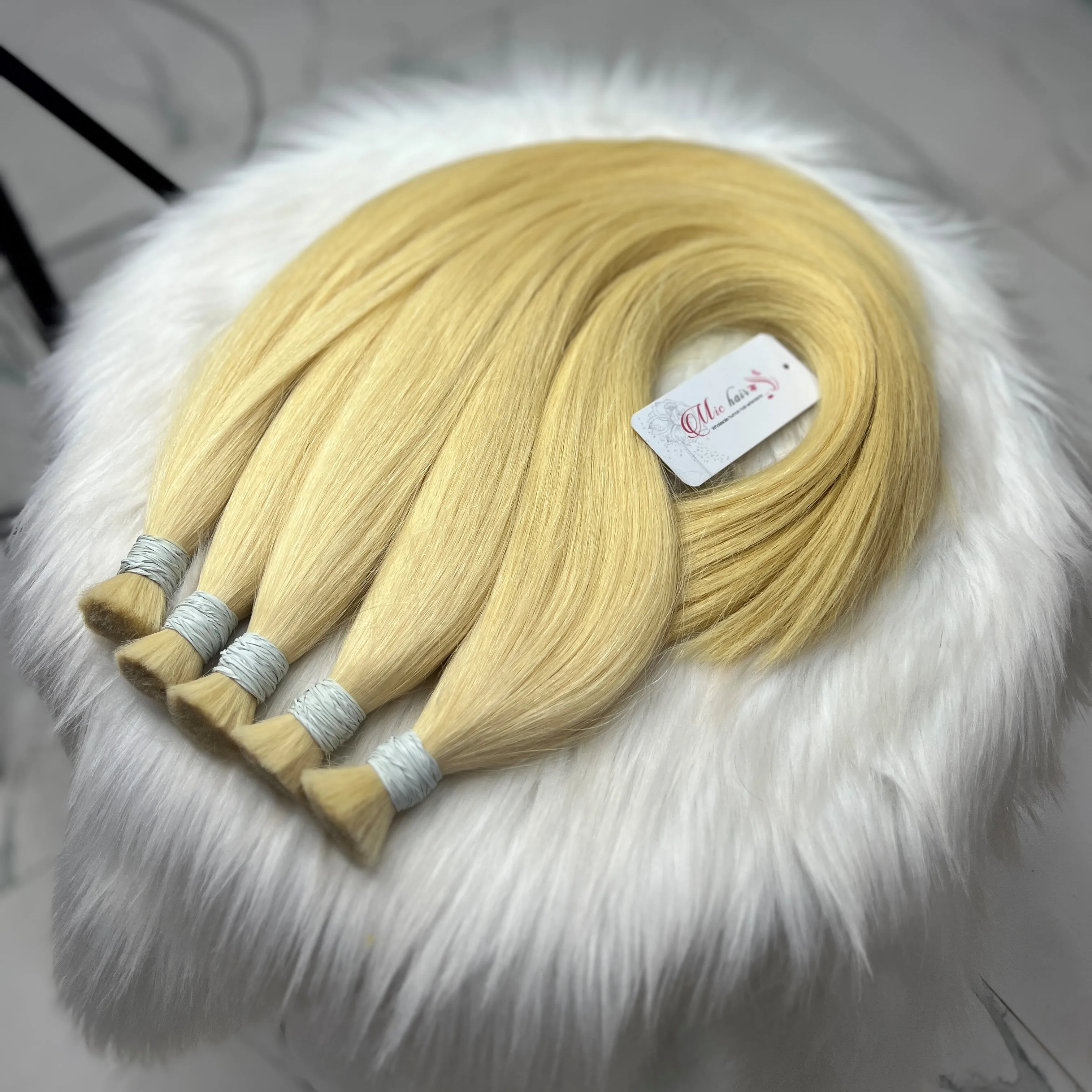 Mic Hair Double Drawn Long Straight Smooth Blonde Hair In Bulk Color 613 Virgin Human Hair