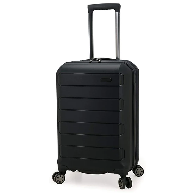 Customized Durable Trolley Case PC Hard Shell Expandable Carry-On Luggage, Black, 4-Wheeled Suitcase L uggage Carry-On