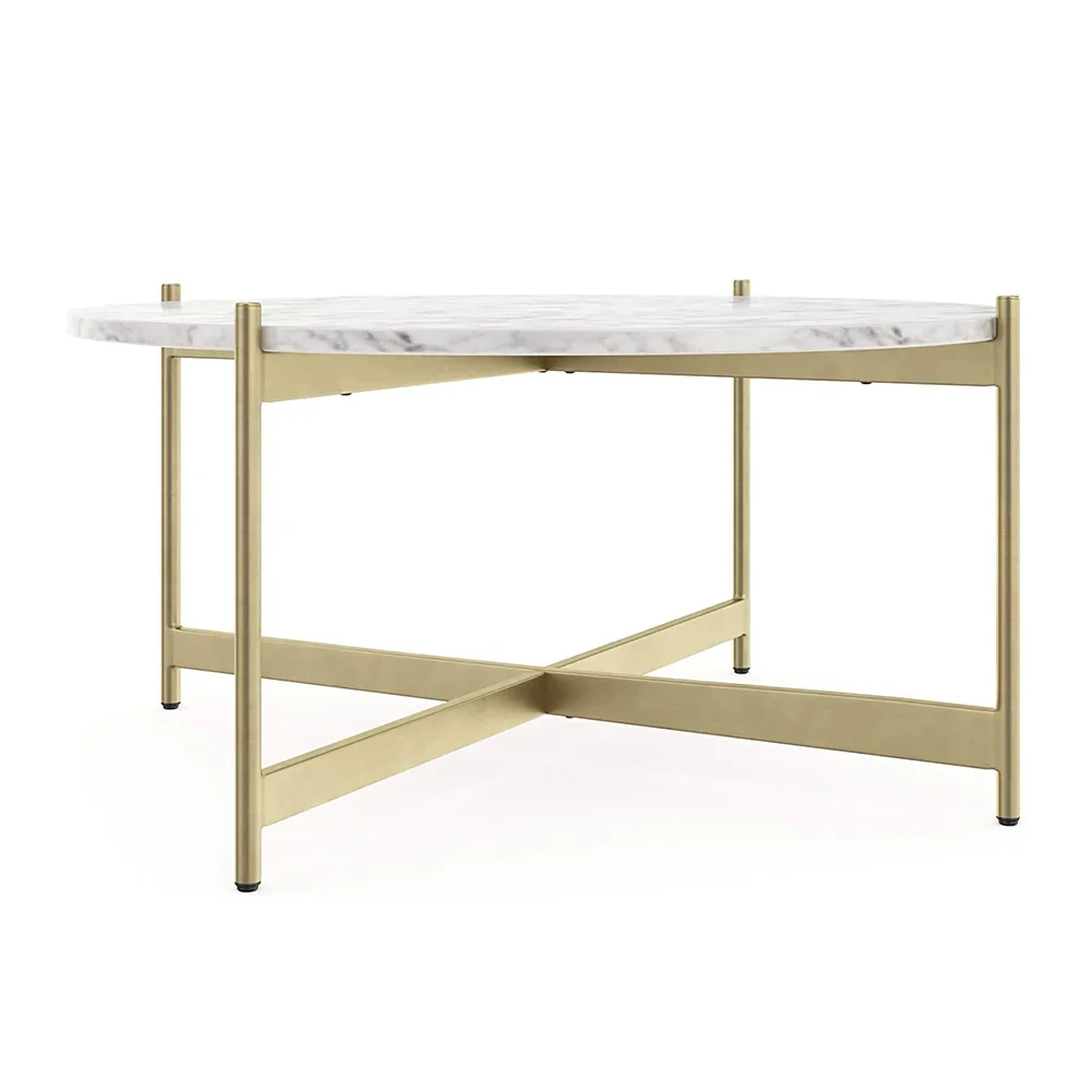Modern Luxury Indian Metal round Coffee Table with Marble Top New Design Furniture for Office Modern Living Room Waiting Chair
