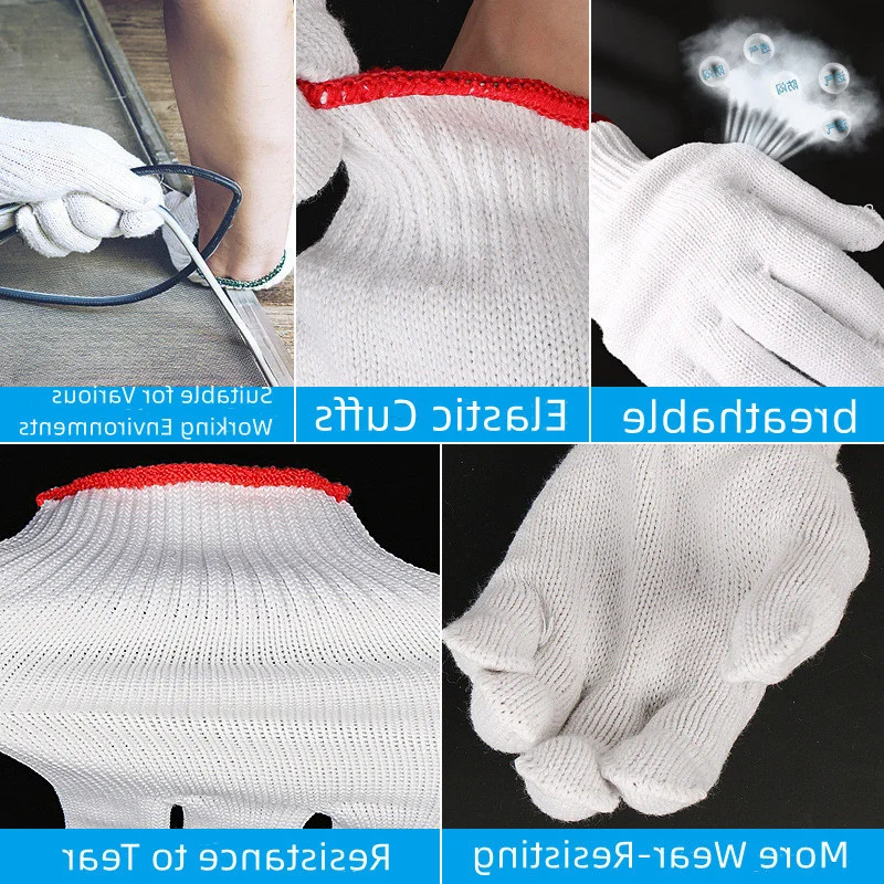 Hot Selling Breathable Customized Logo 100% White Organic Safety Hand Cotton Drill  Gloves Skin Care Making Machine