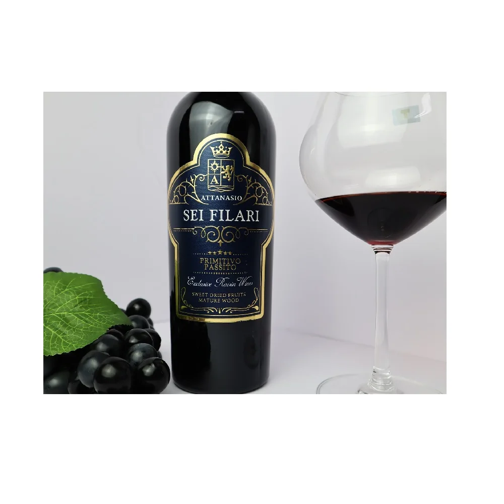 Smells of ripe taste elegant fruit competitive grape wine supplier Attanasio Sei filari Primitivo Passito from Italy