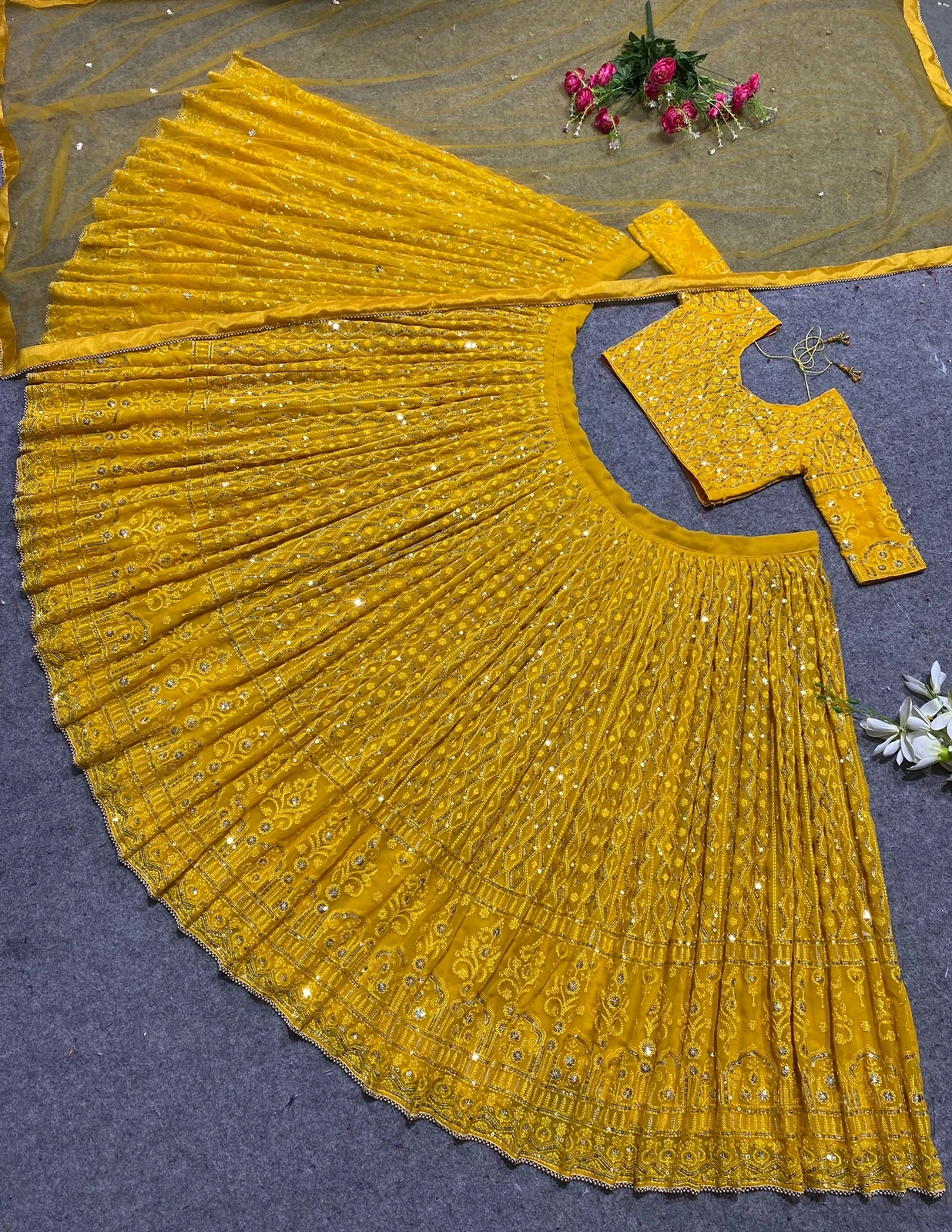 Attractive Bridal Yellow red blue black Colour Georgette Fabric Embroidered Party Choli Women Lehenga Choli India & Pakistan