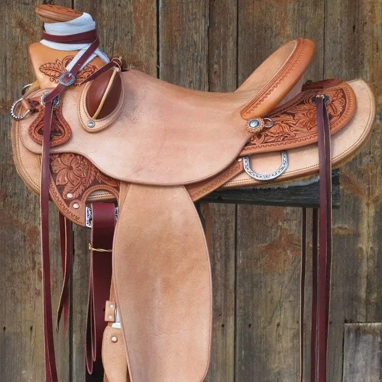 Hot Seat Genuine Leather Fibre Tree Western Leather Ranch Roping Saddle Horse Racing Products From india Trident International