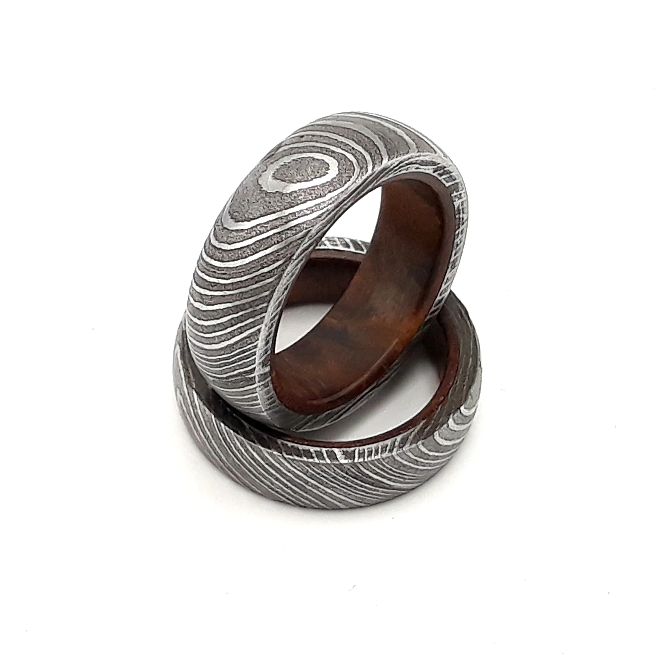 Wholesale Damascus ring custom handmade with rose wood inlay for men & women best for wedding, anniversary