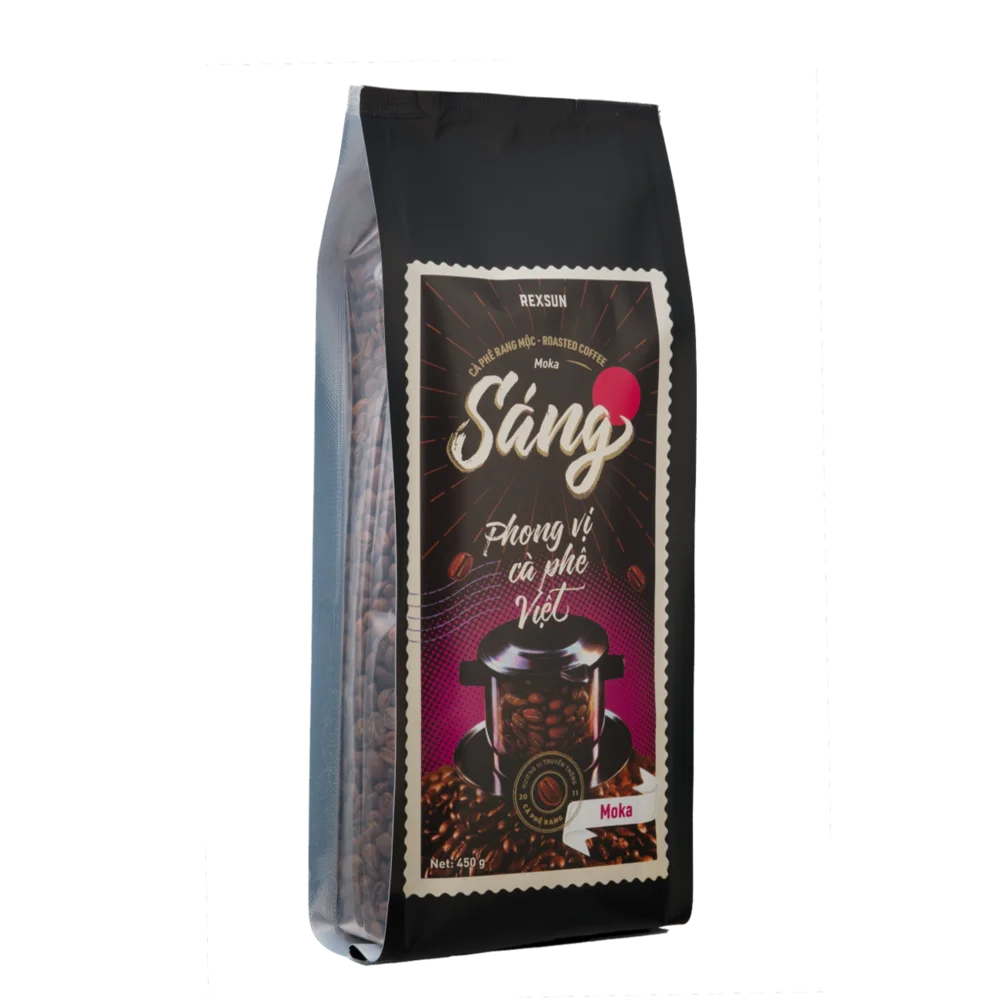 Vietnamese Arabica Bourbon (MOKA) Roasted Coffee Beans 450G/Bag with Winey Notes and Floral Scents From REXSUN Coffee Brand