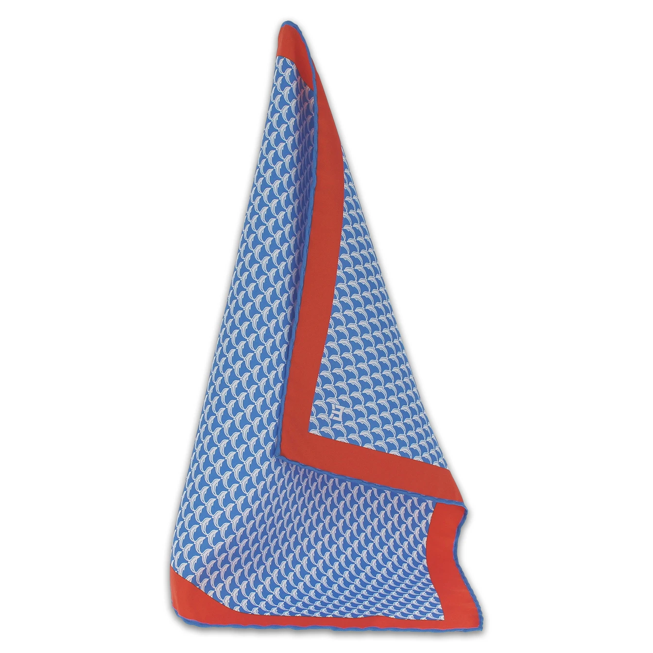 Sophisticated Silk Italian Printed Pocket Square - Delfino Light Blue Print - Excellent for Unmatched Elegance