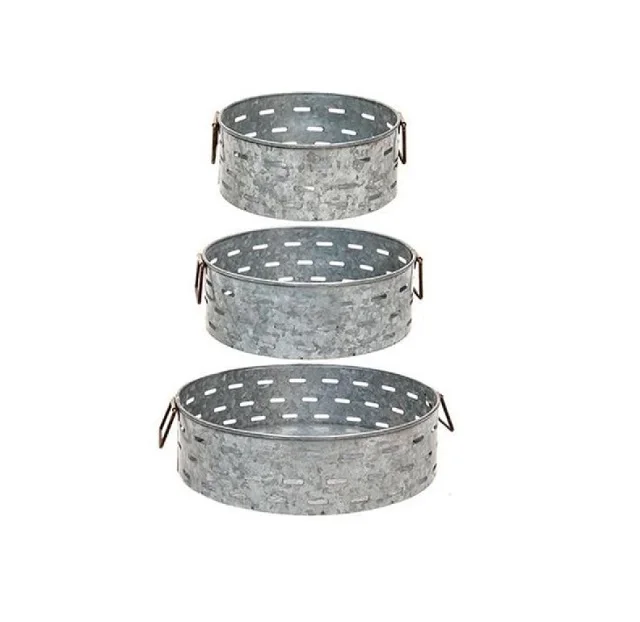 Vintage-look galvanized metal serving tray set with antique-style handles customized shape & size for use home hotel party event