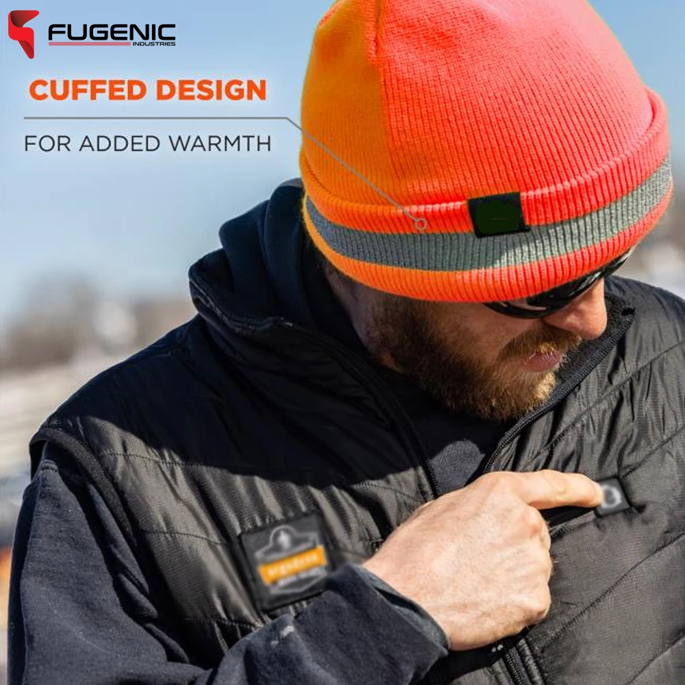 Beanie Cap In Orange Color Made In Pakistan New Arrival Product Safety Hi Vis Work Wear Knit Cuffed Beanie BY Fugenic Industries