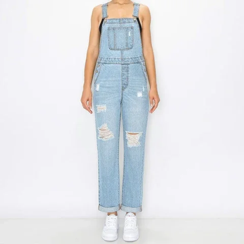 Modern cotton denim overall Design Active Wear Female Rompers Women Baggy Sleeveless Jumpsuit Linen Loose Fit Overalls Flowy