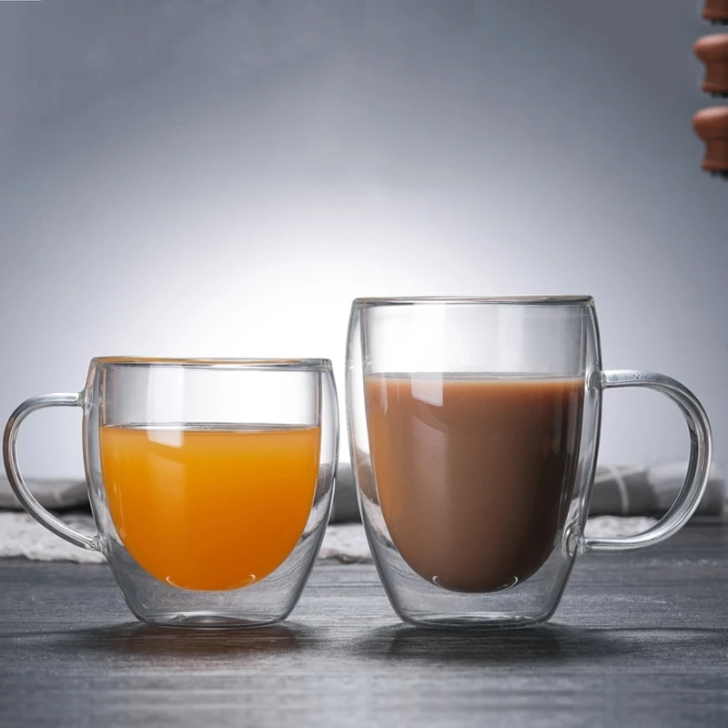 Double-layer glass cup resistant to brewing tea beer glass milk lemon juice cup drinking utensils lover coffee cup mug gift