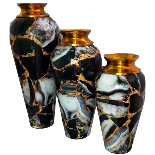Best Classic Black Metal  Flower Vase  With Enamel Coating Decoration Designer Modern Table Decorating Beaded Wholesale Pot