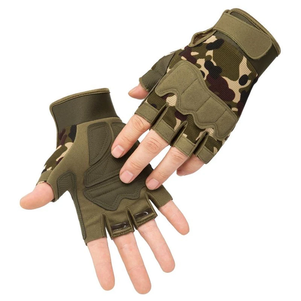 New Arrival Durable Fingerless Tactical Rubber Knuckle Gloves for Outdoor Sports Training Shooting Hunting