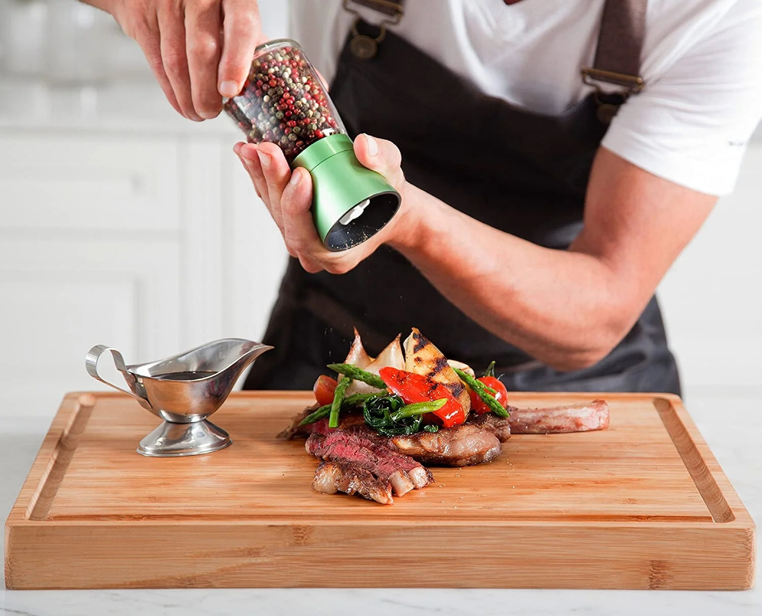Bamboo Chopping Boards for Kitchen with Deep Juice Groove Organic Acacia Butcher Block for Meat and Vegetable