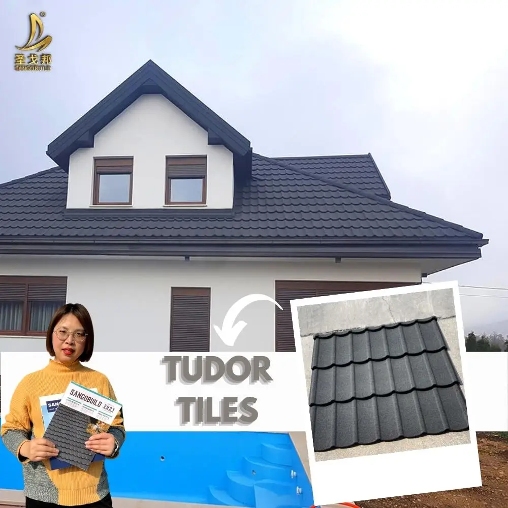 Color Tudor Tile Sand Coated Steel Roofing Sheets Classic Metal Roofing Shingles Corrugated Plate